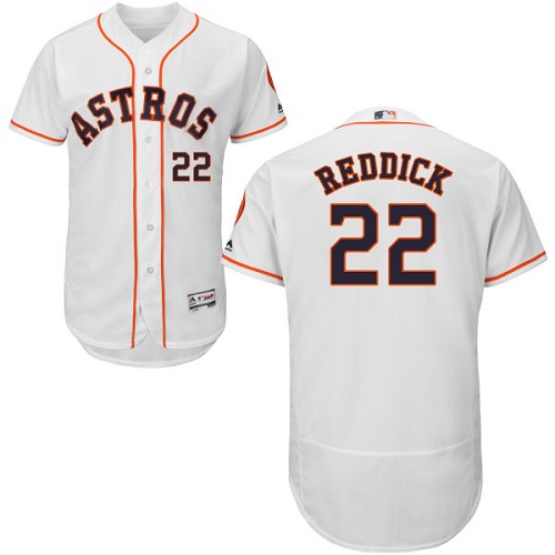Astros #22 Josh Reddick White Flexbase Authentic Collection Stitched MLB Jersey - Click Image to Close